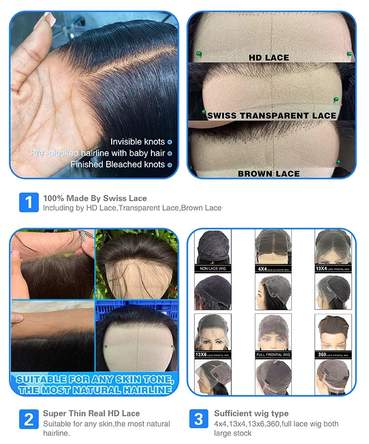 6x4 Density Virgin Human Hair Wigs For Black Women Vietnamese Raw Hair ...